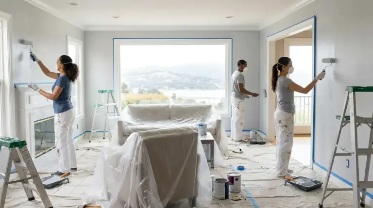 Freshly painted room interior showing clean walls.