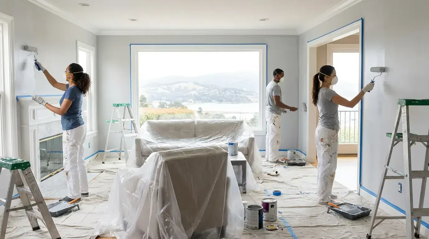 Freshly painted room interior showing clean walls.