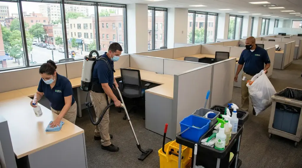 A professional office space after cleaning services.