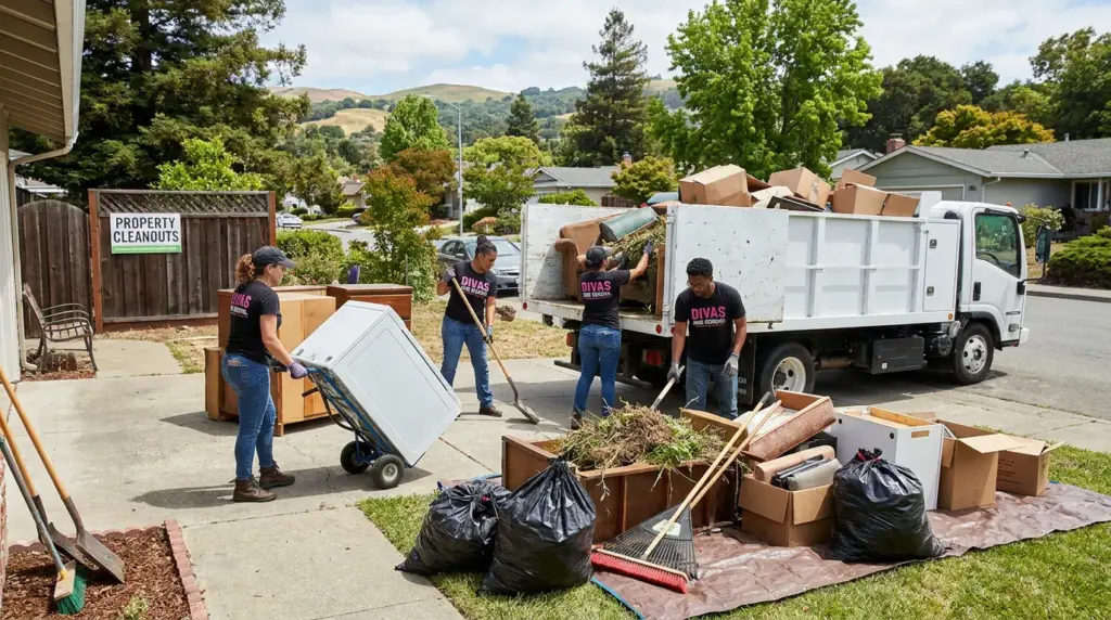 A house being cleared out by the Divas Junk Removal team.